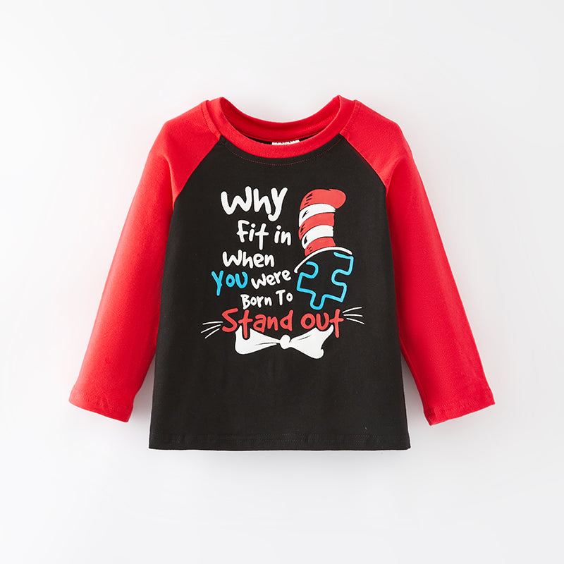 (In Stock L32-2-1)Boys Spring DR SEUSS Print Cotton Top