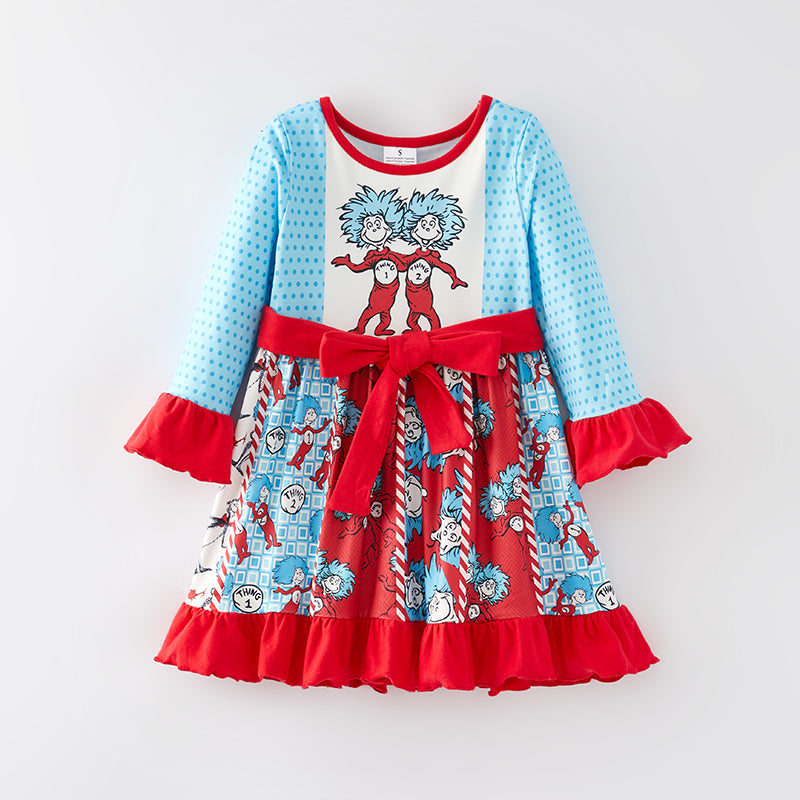 (In Stock L32-1-1)Girls Spring DR SEUSS Print Dress