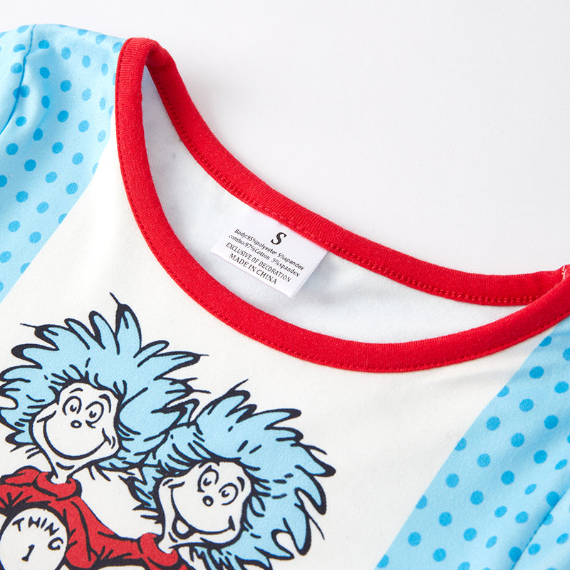 (In Stock L32-1-1)Girls Spring DR SEUSS Print Dress