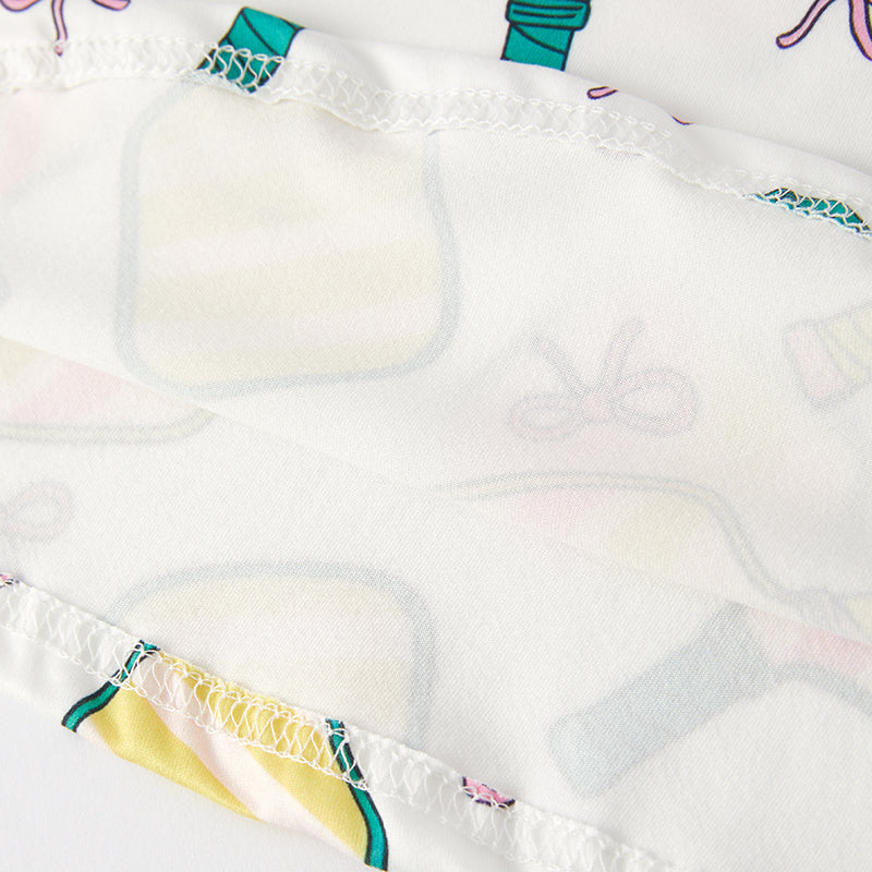 (In Stock A4-3-1)Girls Pickleball Coquette Bow Print Milk Silk Dress