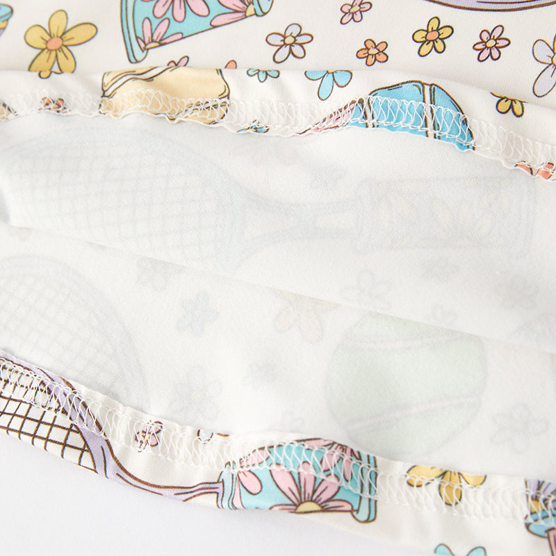 (In Stock A4-3-2)Girls Tennis Print Milk Silk Dress