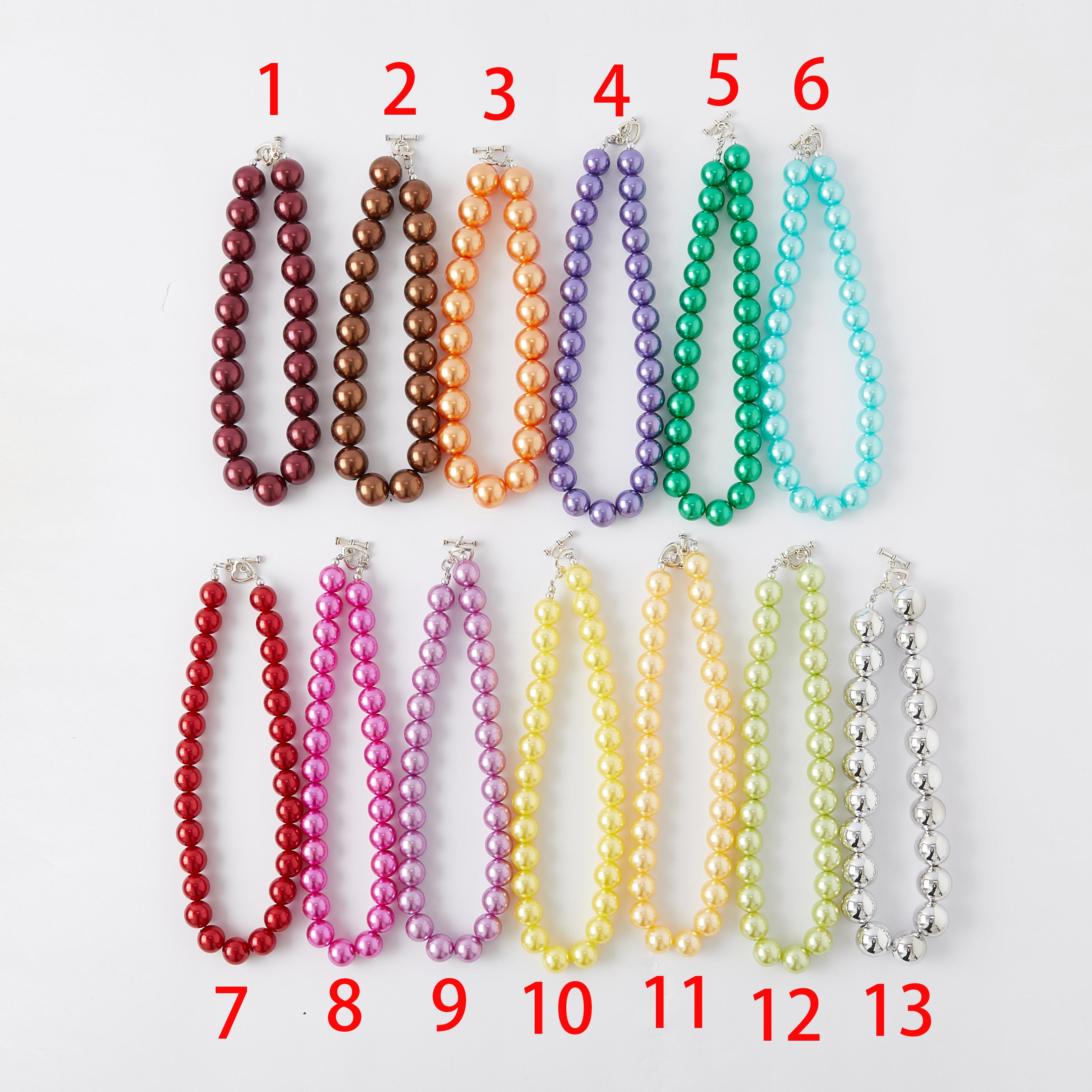 (In Stock G11)Girls Rhinestone Solid Color Beaded Necklace