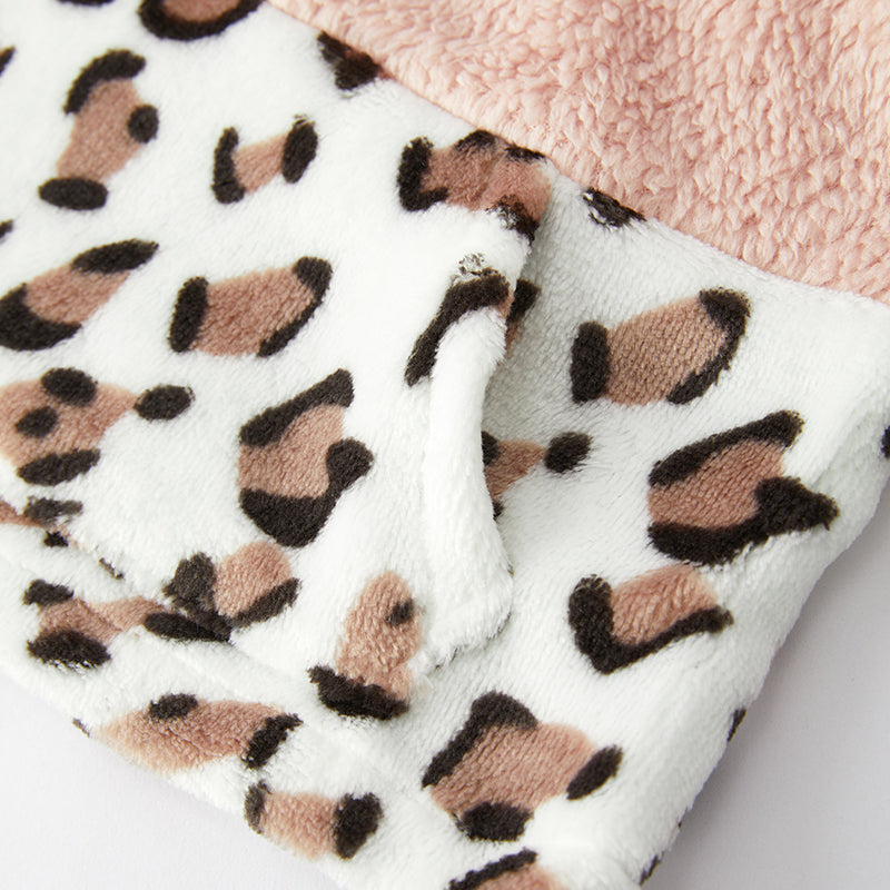 (In Stock G26-3-1 G26-1-1)Mommy and Me Fall Color-matching Leopard Print Fleece Hoodie