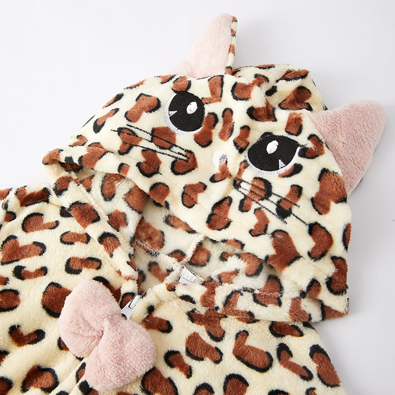 (In Stock G24-2-3 G24-1-3)Mommy and Me Fall Giraffe Print Fleece Jumpsuit