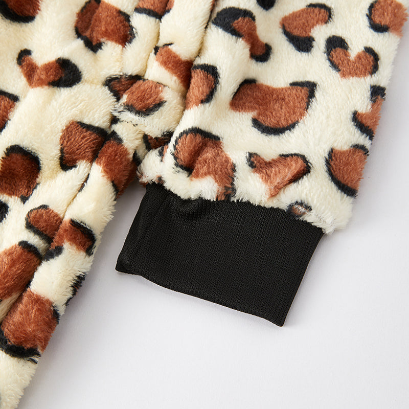 (In Stock G24-2-3 G24-1-3)Mommy and Me Fall Giraffe Print Fleece Jumpsuit