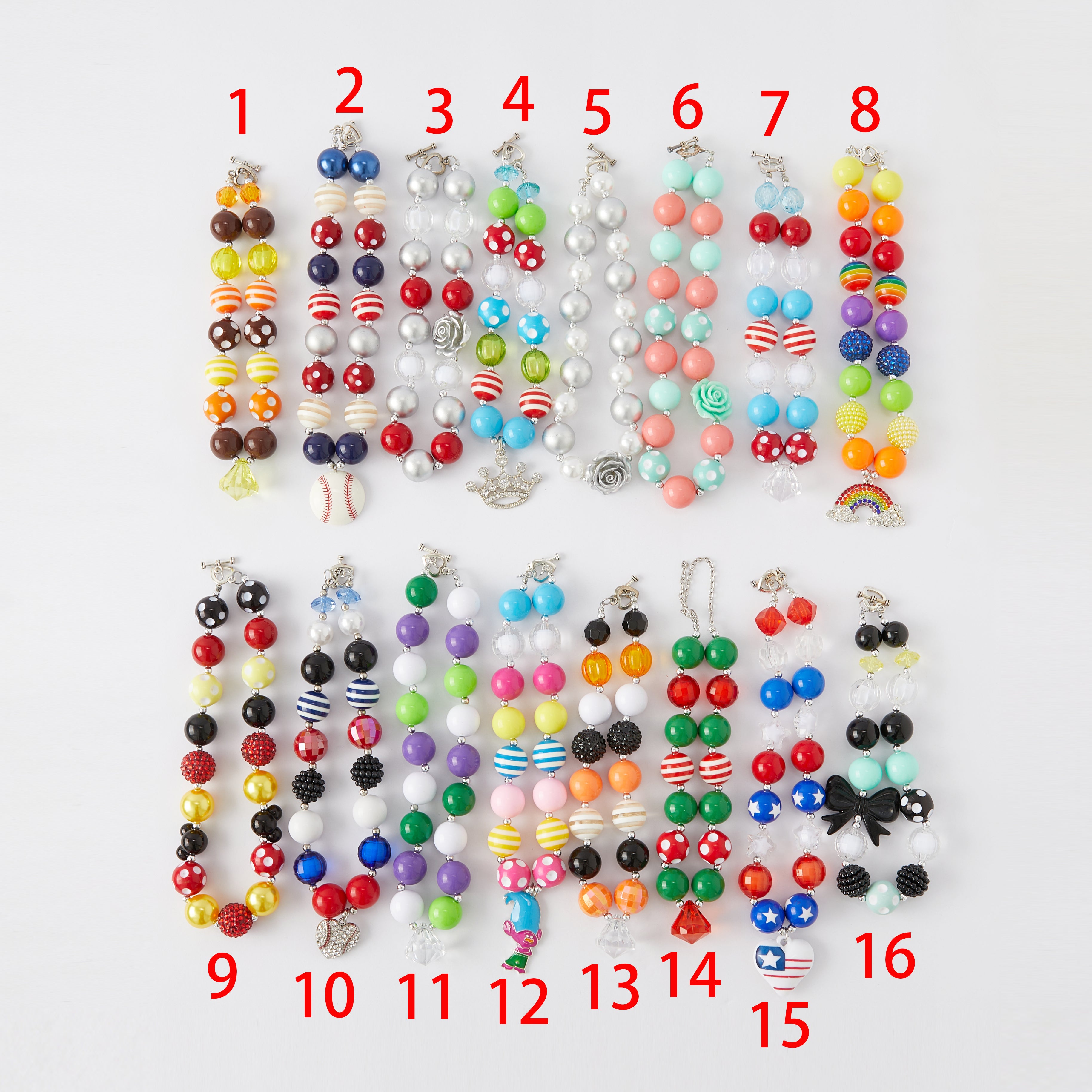 (In Stock G11)Girls Rhinestone Beaded Necklace