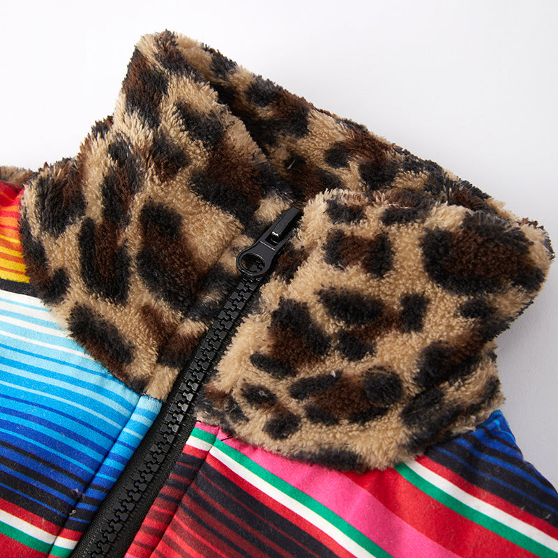 (In Stock L15-4-1)Girls Fall and Winter Leopard Plush Coat