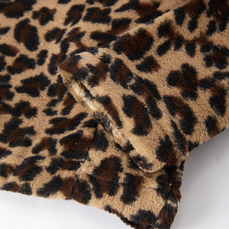 (In Stock L15-4-1)Girls Fall and Winter Leopard Plush Coat