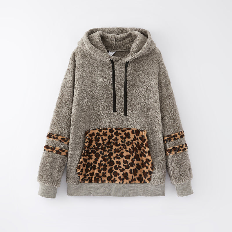 (In Stock L15-2-3)Adults Fall and Winter Grey Plush Hoodie