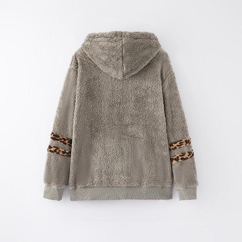 (In Stock L15-2-3)Adults Fall and Winter Grey Plush Hoodie