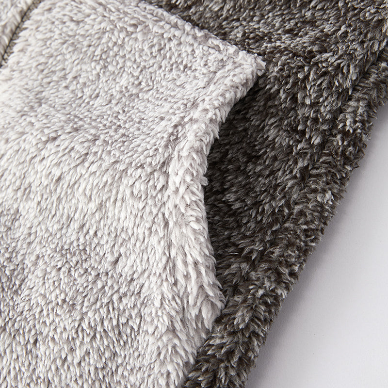 (In Stock L15-1-2)Girls Fall and Winter Bear Ears Grey Fuzzy Coat