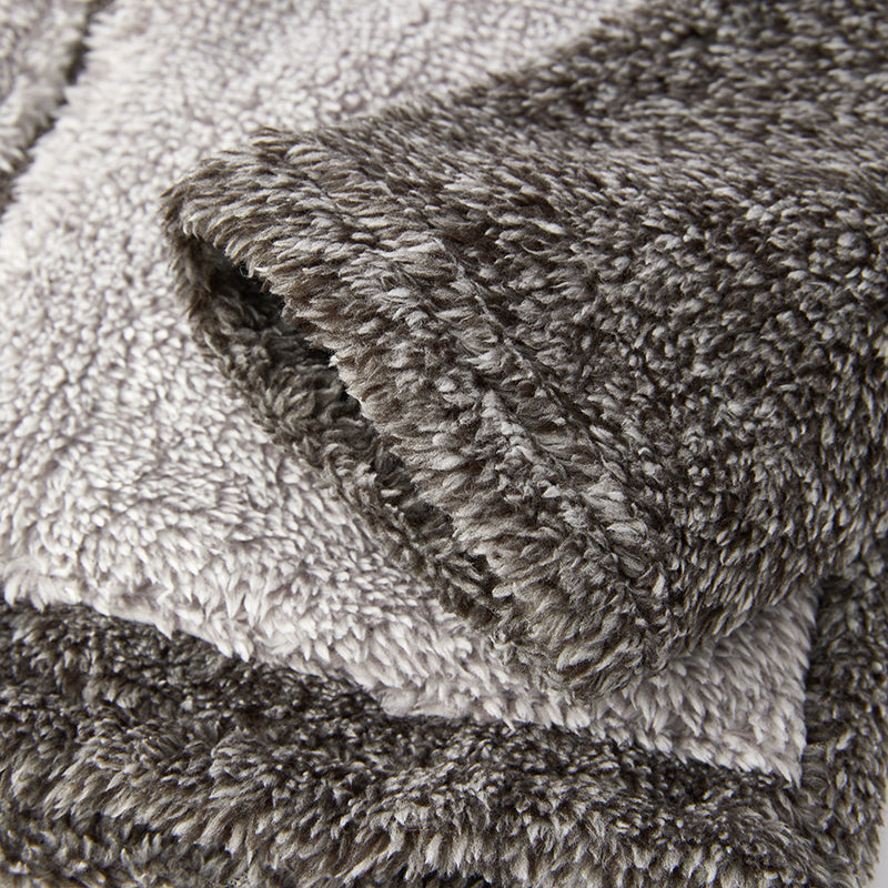 (In Stock L15-1-2)Girls Fall and Winter Bear Ears Grey Fuzzy Coat