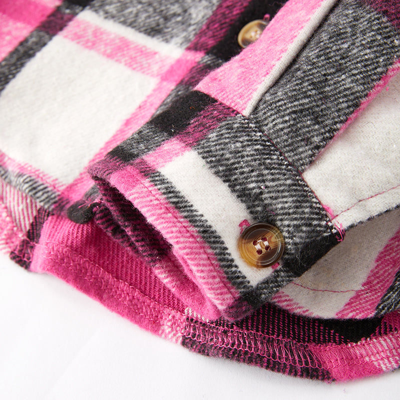 (In Stock L19-2-1 L18-1-2)Mommy and Me Fall Hot Pink Plaid Shirt