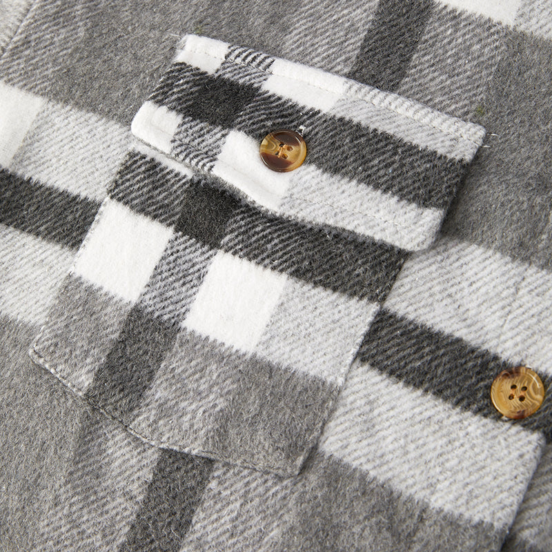 (In Stock L18-2-2 L18-1-2)Mommy and Me Fall Grey Plaid Shirt