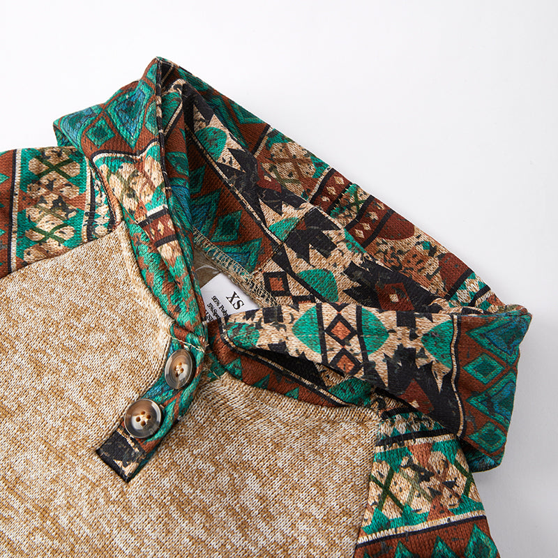 (In Stock L17-1-1)Girls Fall Ethnic Style Print Hoodie