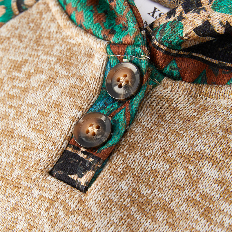 (In Stock L17-1-1)Girls Fall Ethnic Style Print Hoodie