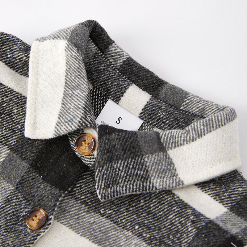 (In Stock G21-3-1 G21-1-2)Mommy and Me Fall Flannel Grey Plaid Shacket