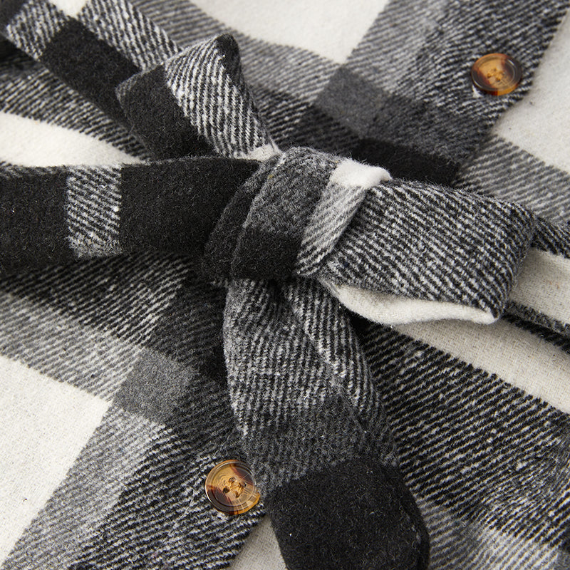 (In Stock G21-3-1 G21-1-2)Mommy and Me Fall Flannel Grey Plaid Shacket