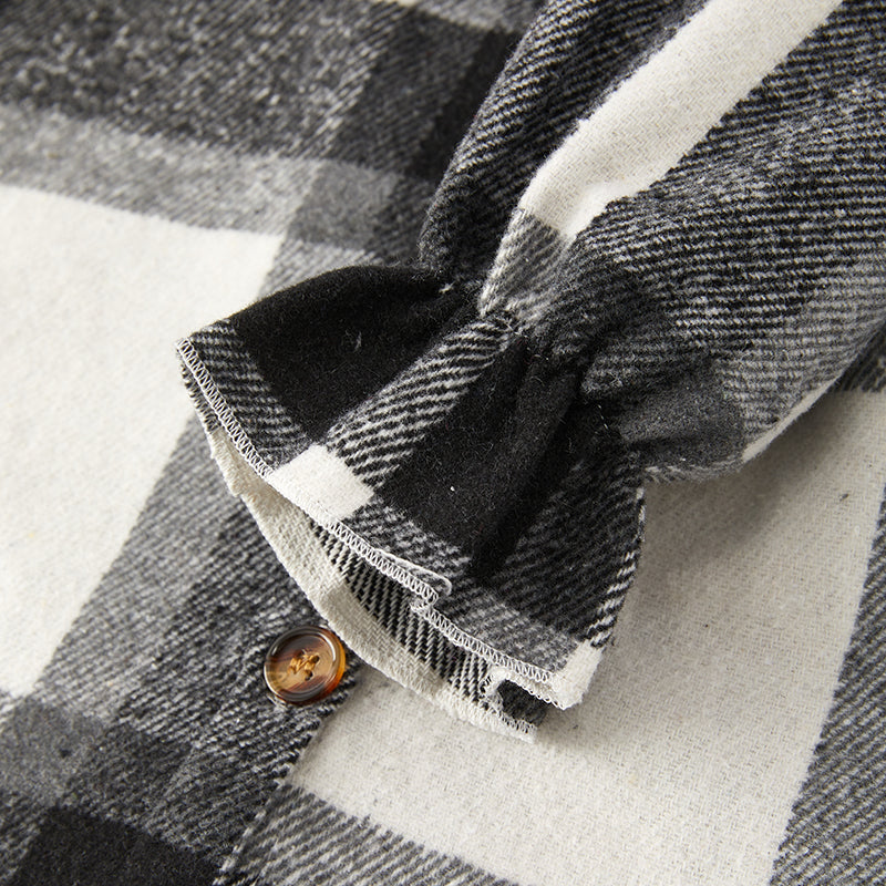 (In Stock G21-3-1 G21-1-2)Mommy and Me Fall Flannel Grey Plaid Shacket