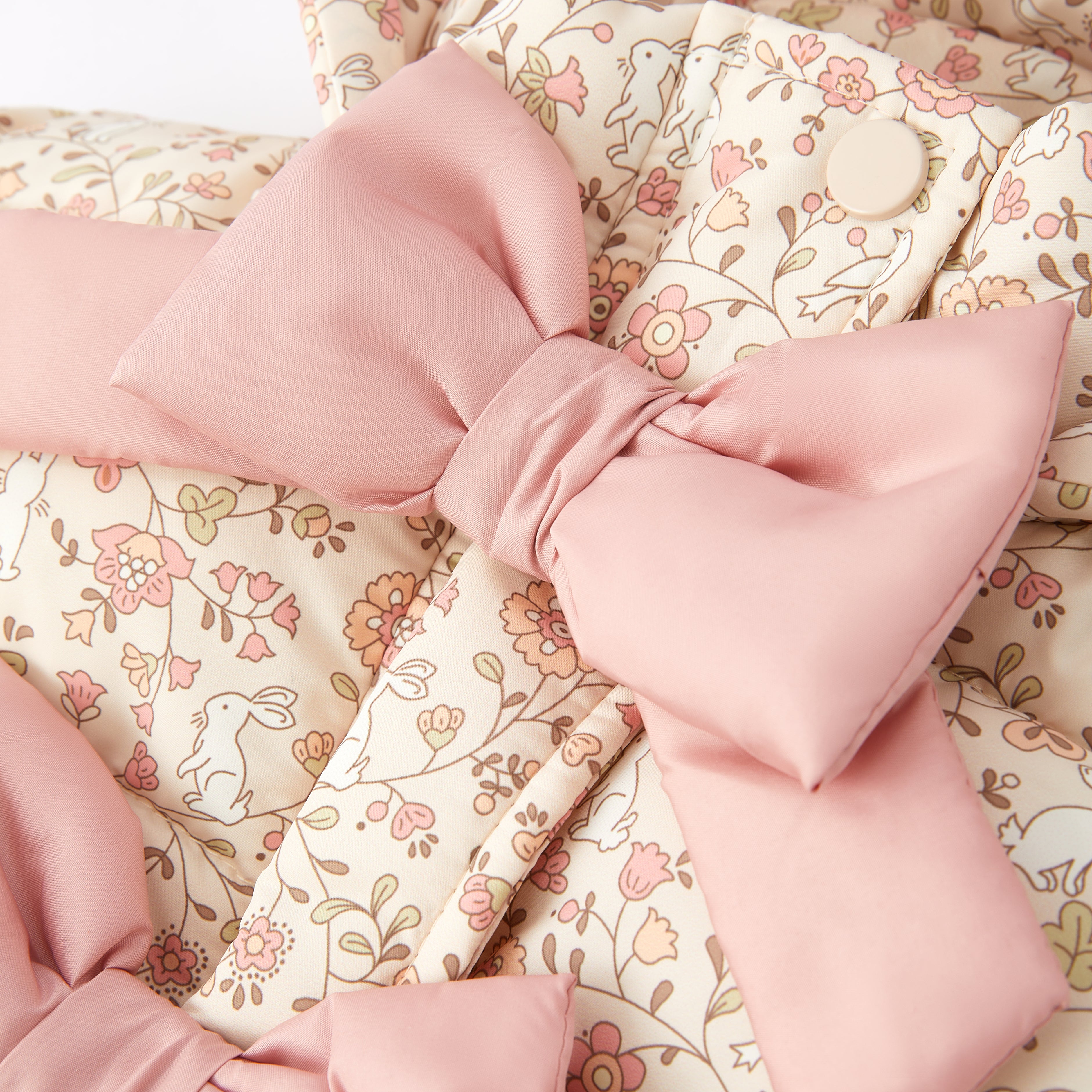 (Pre Order)Adorable Floral Winter Coats with Oversized Bows for Little Girls