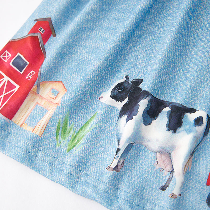 (In Stock G22-4-1)Girls Spring Farm Print Dress