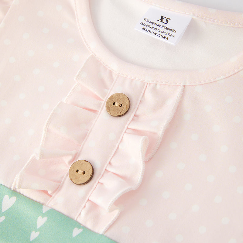 (In Stock E29-5-1)Girls Spring Pink Floral Print Outfit Set