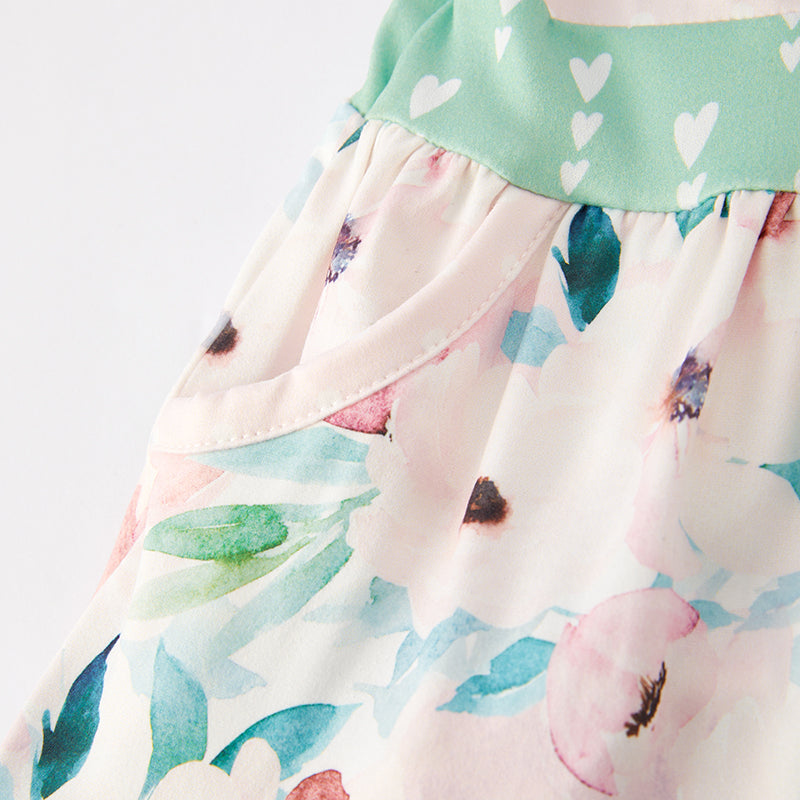 (In Stock E29-5-1)Girls Spring Pink Floral Print Outfit Set