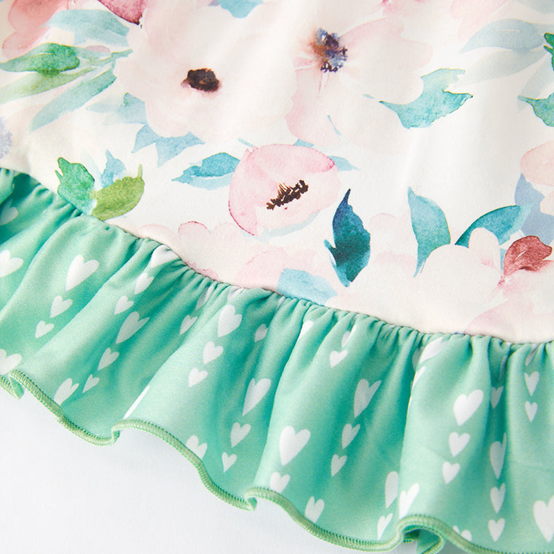 (In Stock E30-5-3)Girls Spring Pink Floral Print Milk Silk Dress