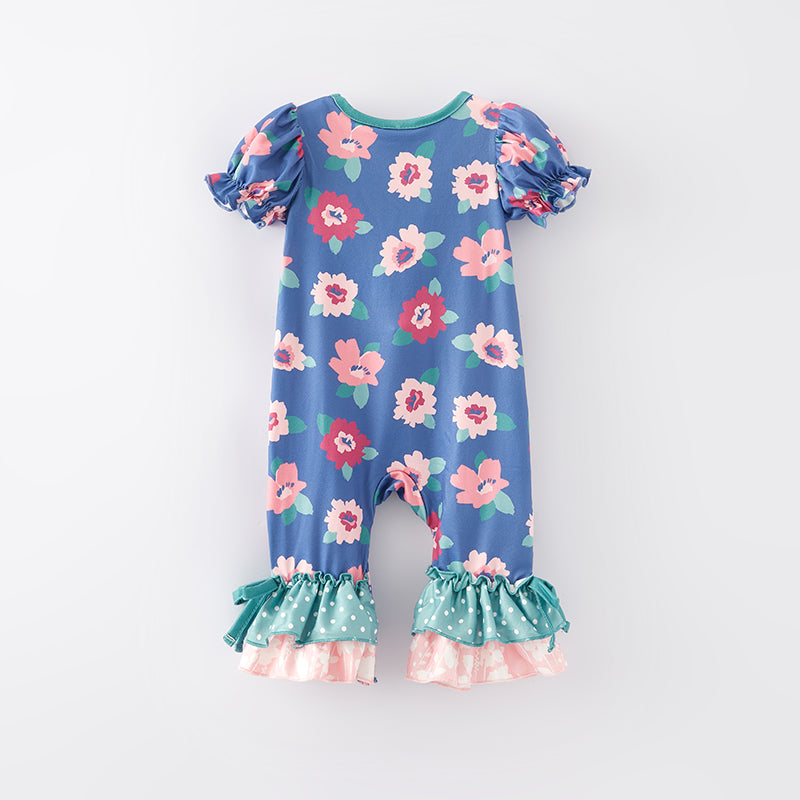 (In Stock E29-5-1)One Pack(2 Pieces total) Sale Baby Girls Spring Floral Print Romper