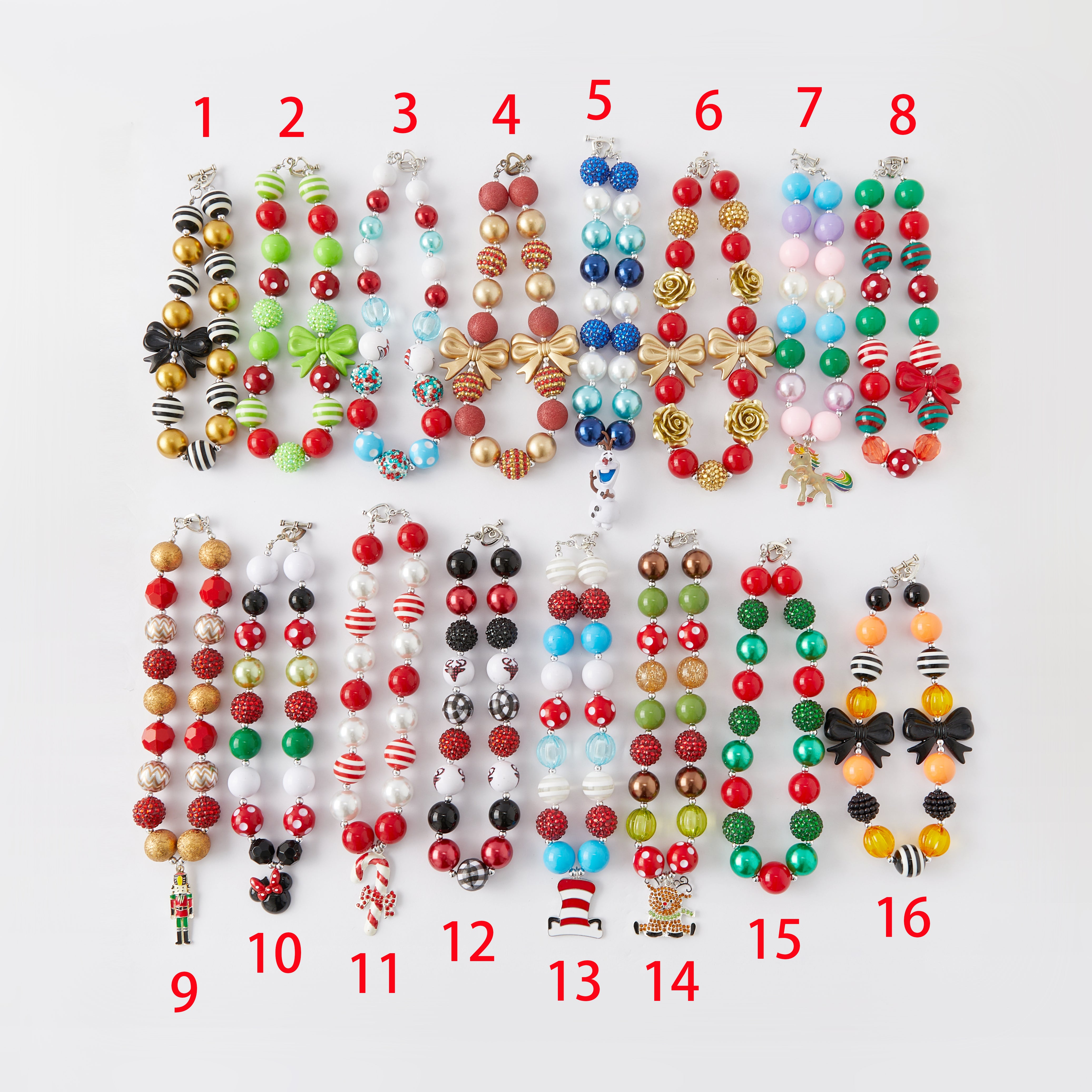 (In Stock G11)Girls Rhinestone Beaded Necklace