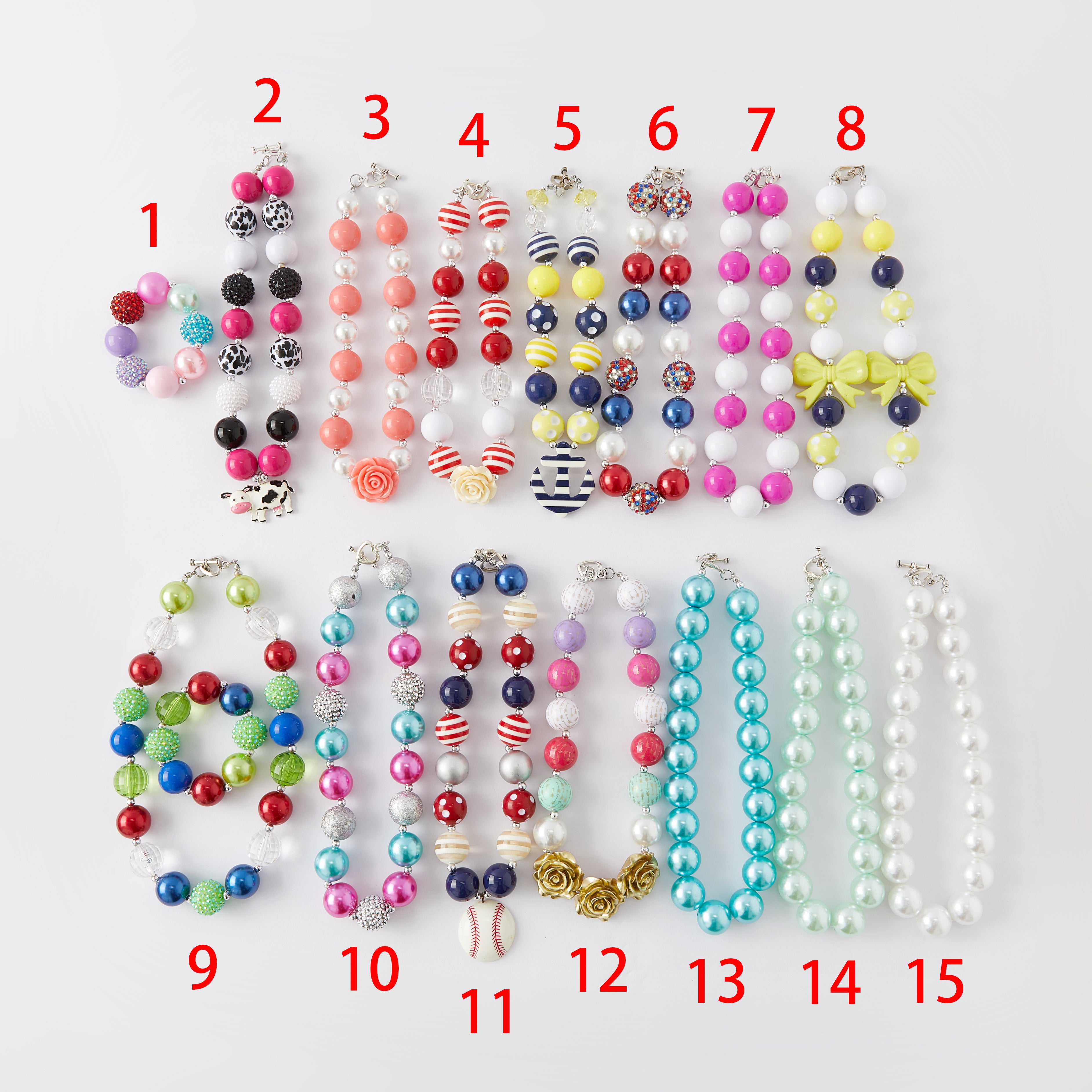 (In Stock G11)Girls Rhinestone Beaded Necklace