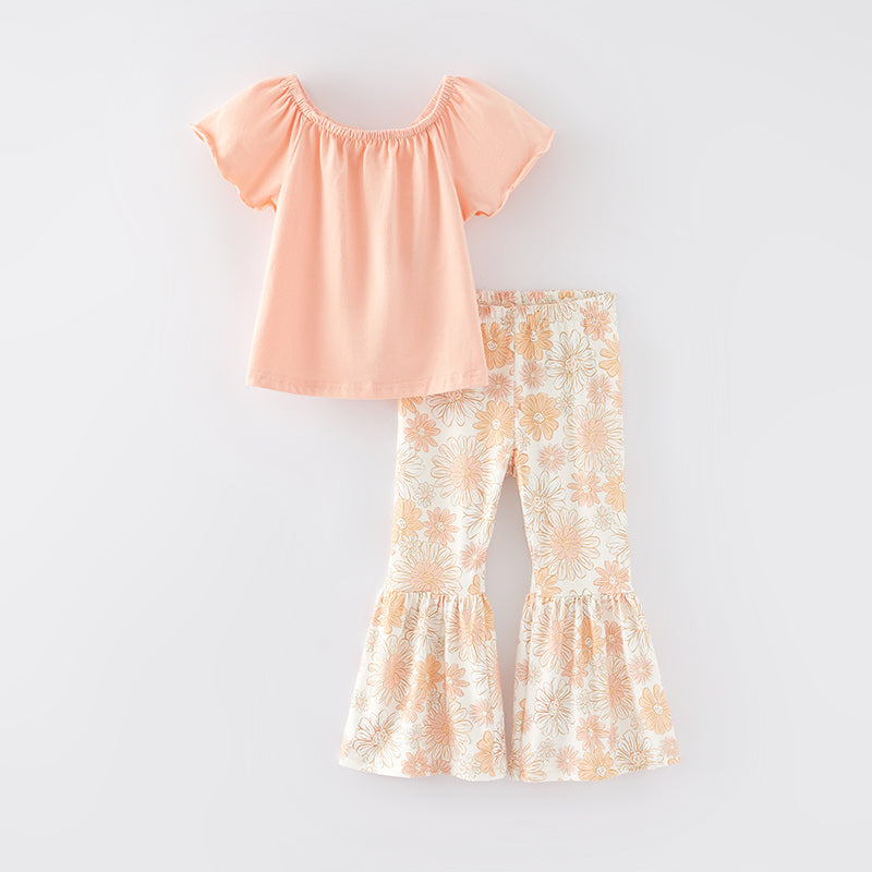 (In Stock E26-1-3)One Pack(7 Pieces total) Sale Girls Spring Floral Print Outfit Set