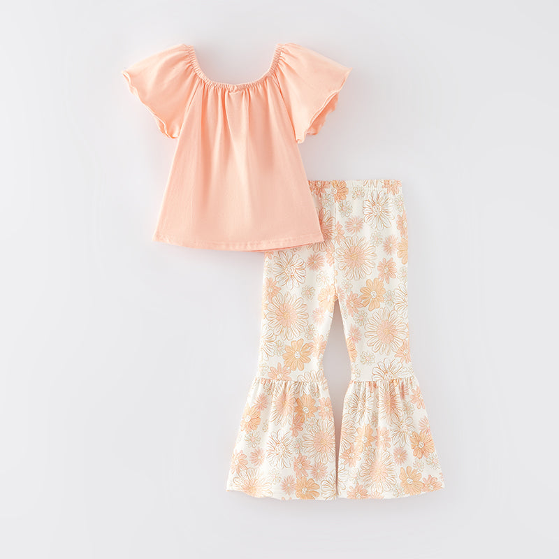 (In Stock E26-1-3)One Pack(7 Pieces total) Sale Girls Spring Floral Print Outfit Set