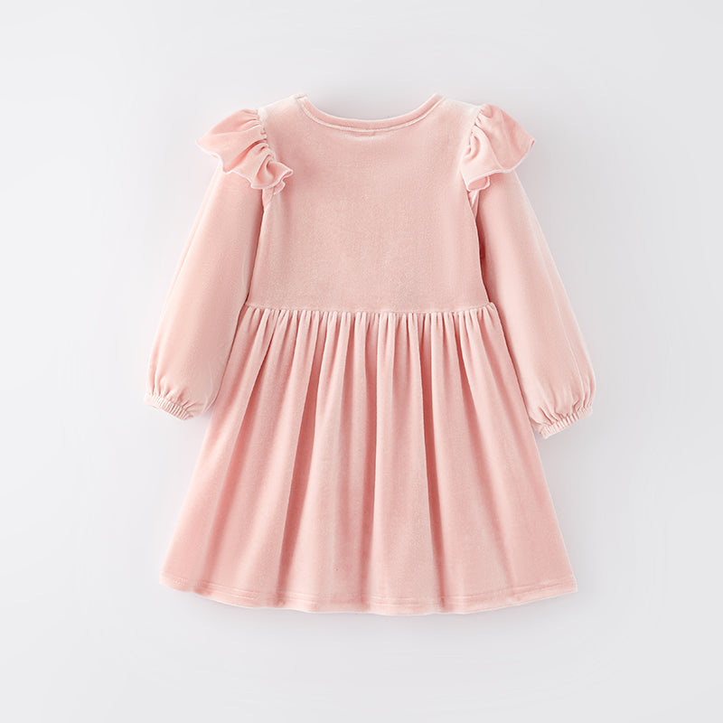 (In Stock G25-2-3)Girls St.Patrick's Day Shamrock Print Velvet Dress