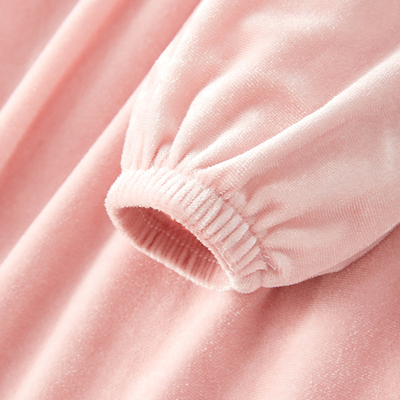 (In Stock G25-2-3)Girls St.Patrick's Day Shamrock Print Velvet Dress