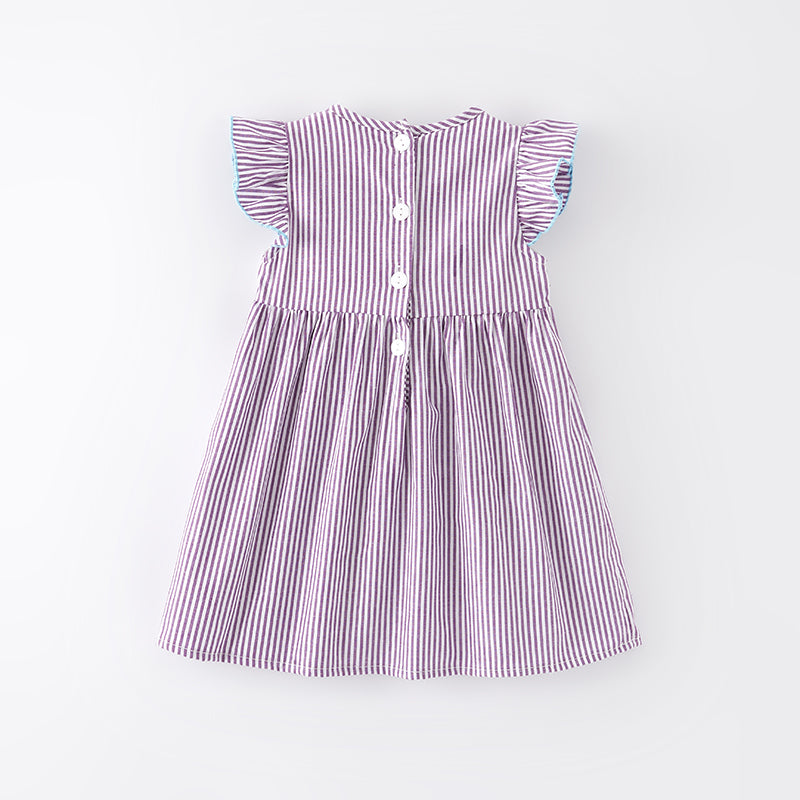 (In Stock E5-3-2)Girls Easter Bunny Embroidery Smocked Cotton Dress