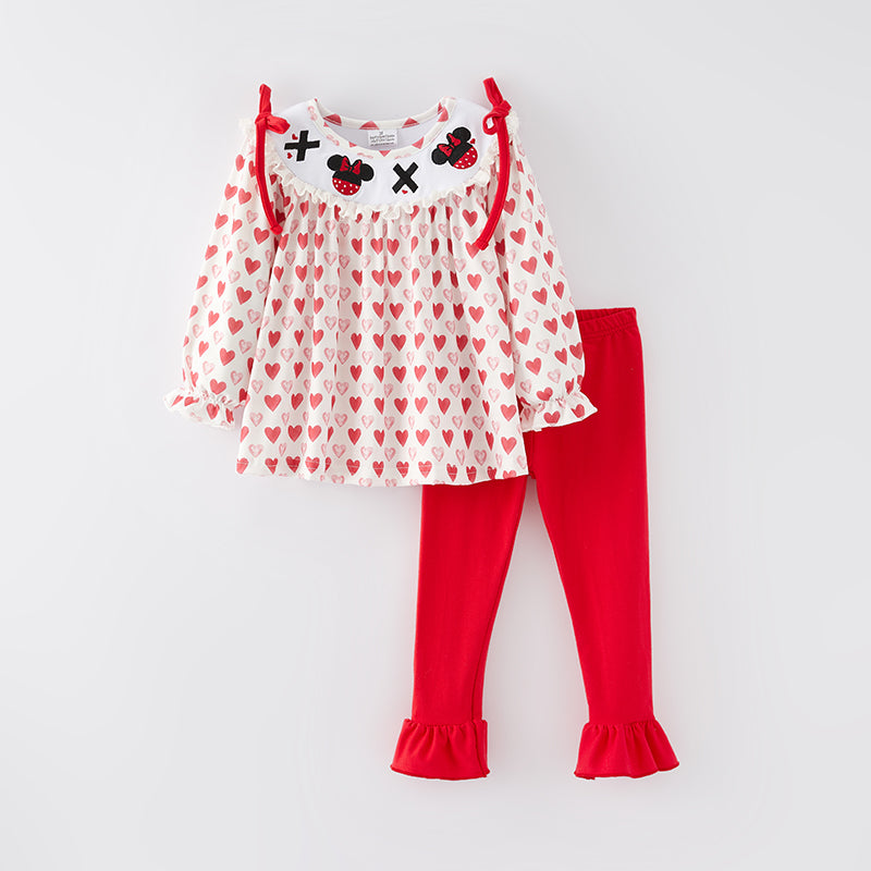 (In Stock)Girls Valentine's Day Embroidery Outfit Set