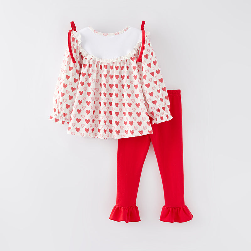 (In Stock)Girls Valentine's Day Embroidery Outfit Set