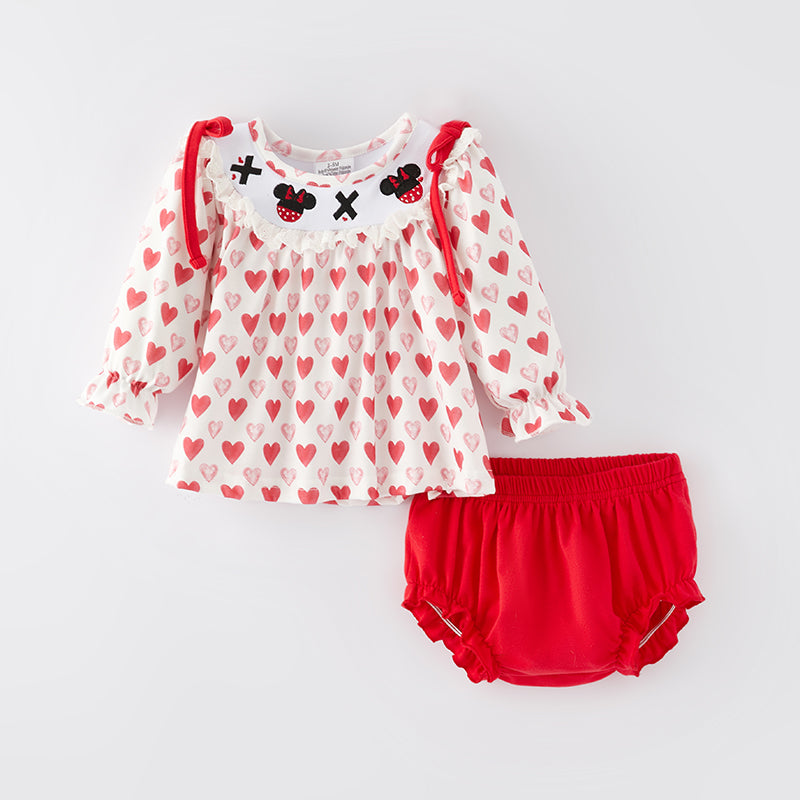 (In Stock)Baby Girls Valentine's Day Embroidery Bloomer Set