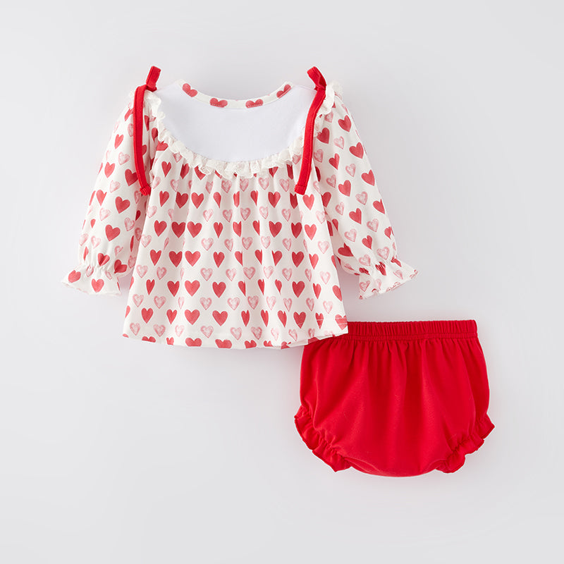 (In Stock)Baby Girls Valentine's Day Embroidery Bloomer Set