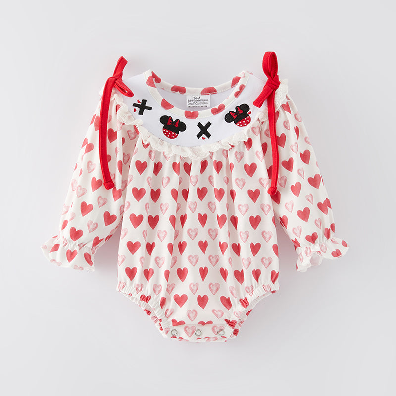 (In Stock)Baby Girls Valentine's Day Embroidery Romper