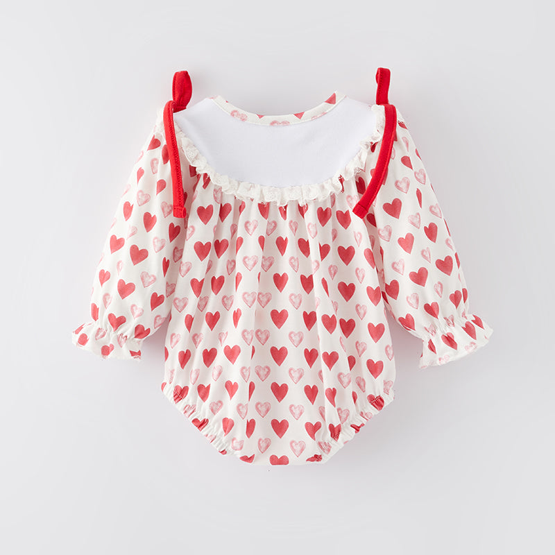 (In Stock)Baby Girls Valentine's Day Embroidery Romper