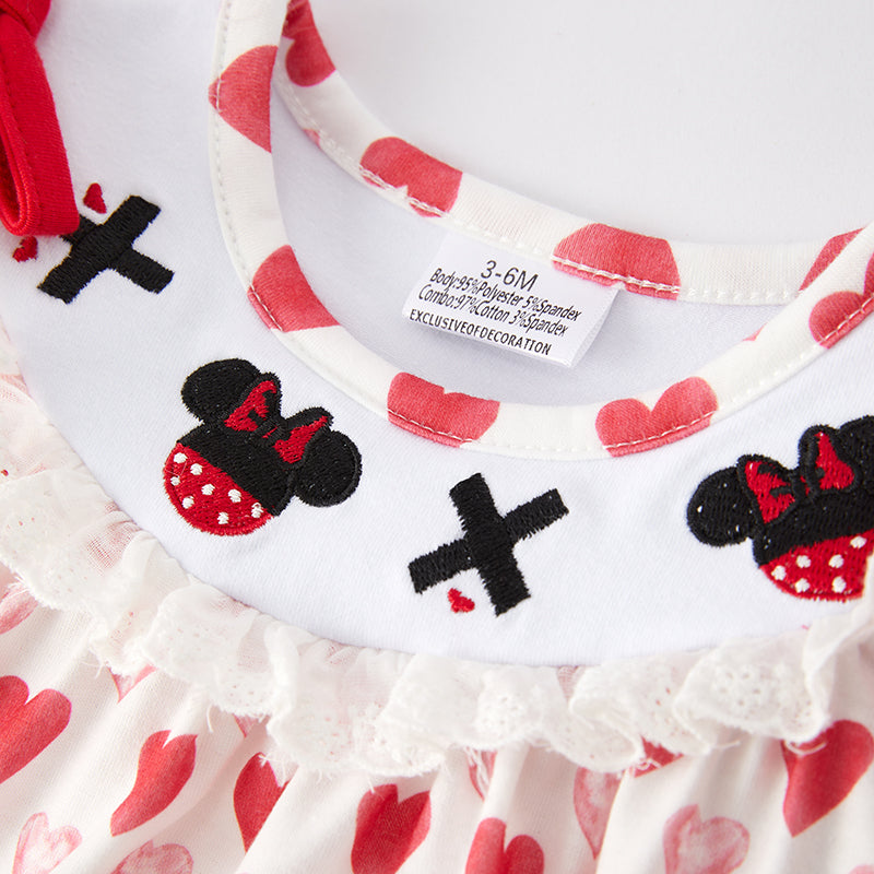 (In Stock)Baby Girls Valentine's Day Embroidery Romper