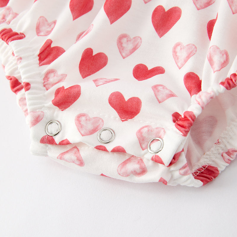 (In Stock)Baby Girls Valentine's Day Embroidery Romper