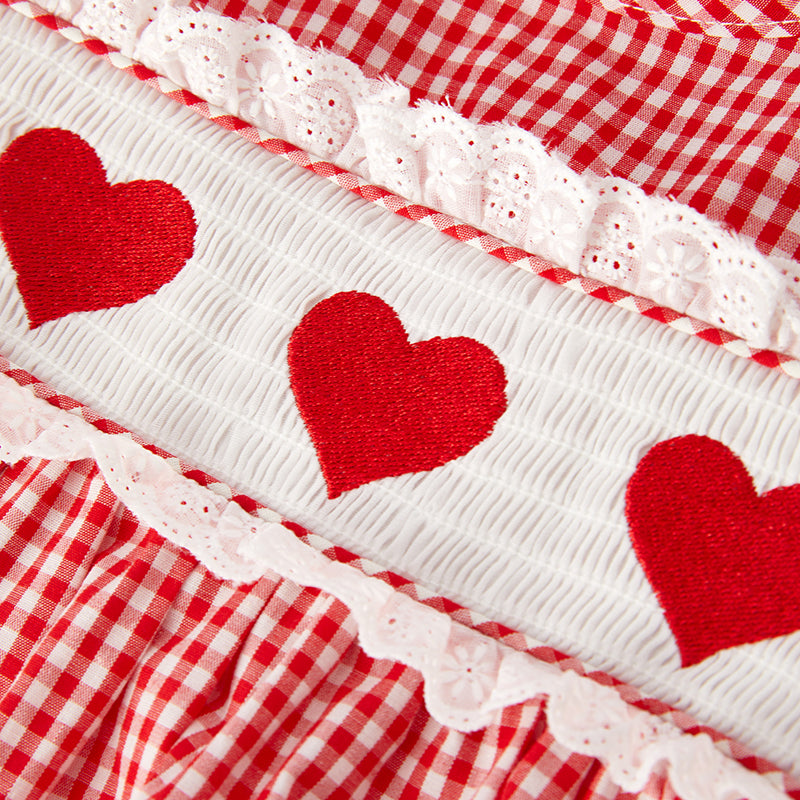 (In Stock E10-1-1)One Pack(10 Pieces total) Sale Girls Valentine's Day Embroidery Smocked Dress