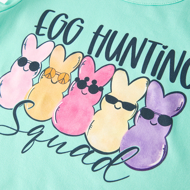 (In Stock E13-1-1)Girls Easter Bunny Print Outfit Set