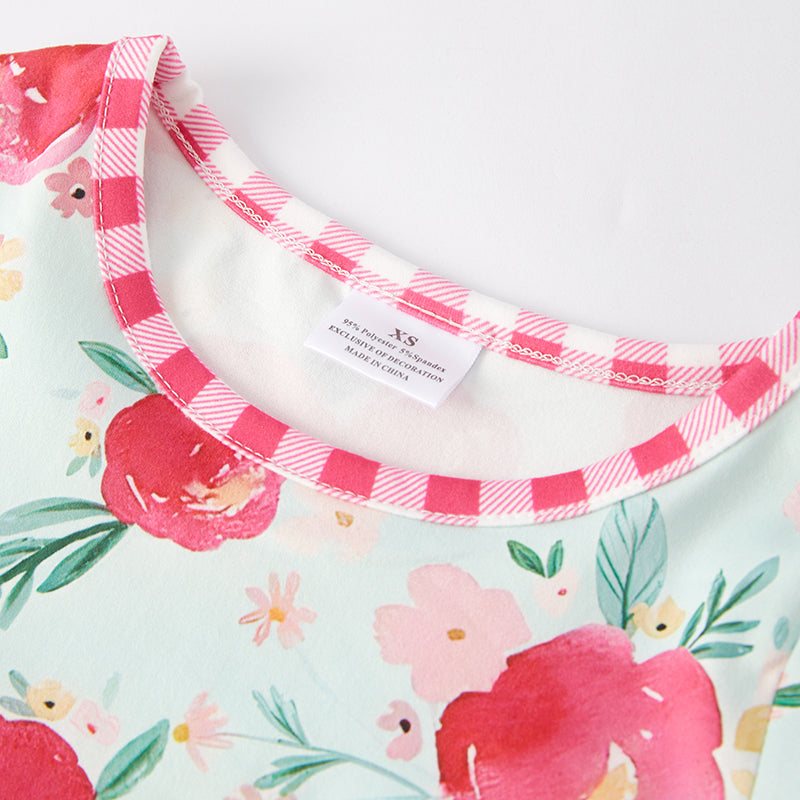 (In Stock L9-4-2)Girls Spring and Summer Floral Print Short Set