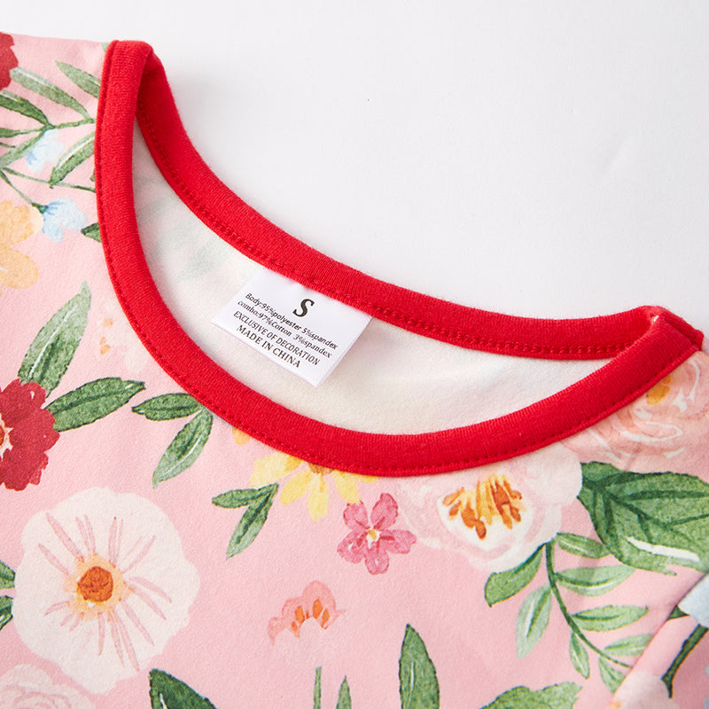 (In Stock L9-2-2)Girls Spring and Summer Floral Print Short Set