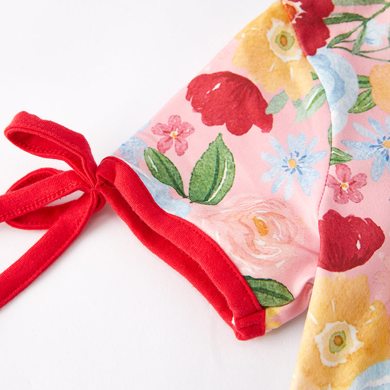 (In Stock L9-2-2)Girls Spring and Summer Floral Print Short Set