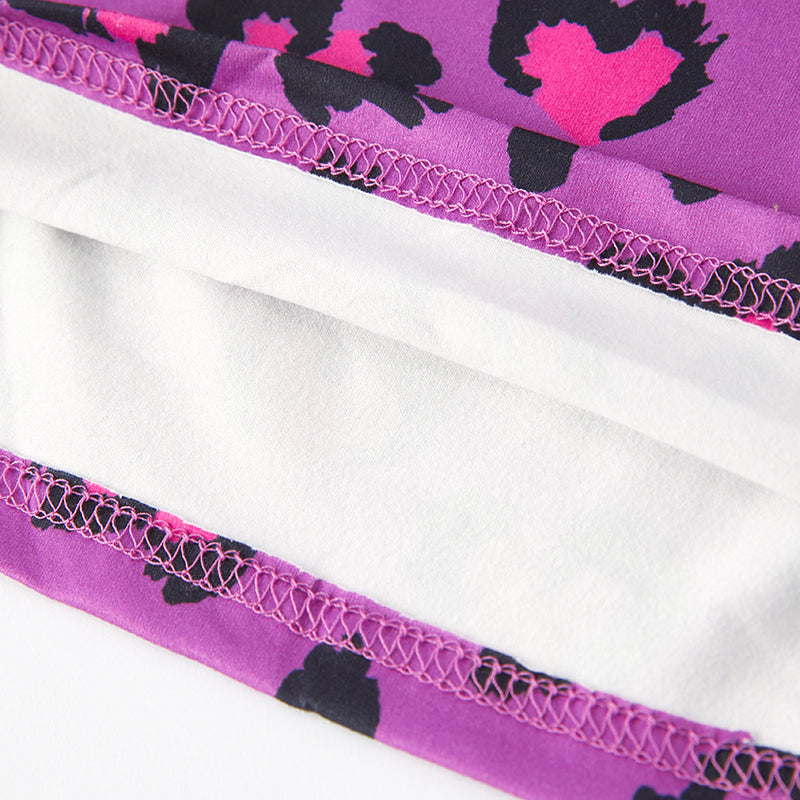 (In Stock L10-1-3)Girls Spring and Summer Purple Leopard Print Dress